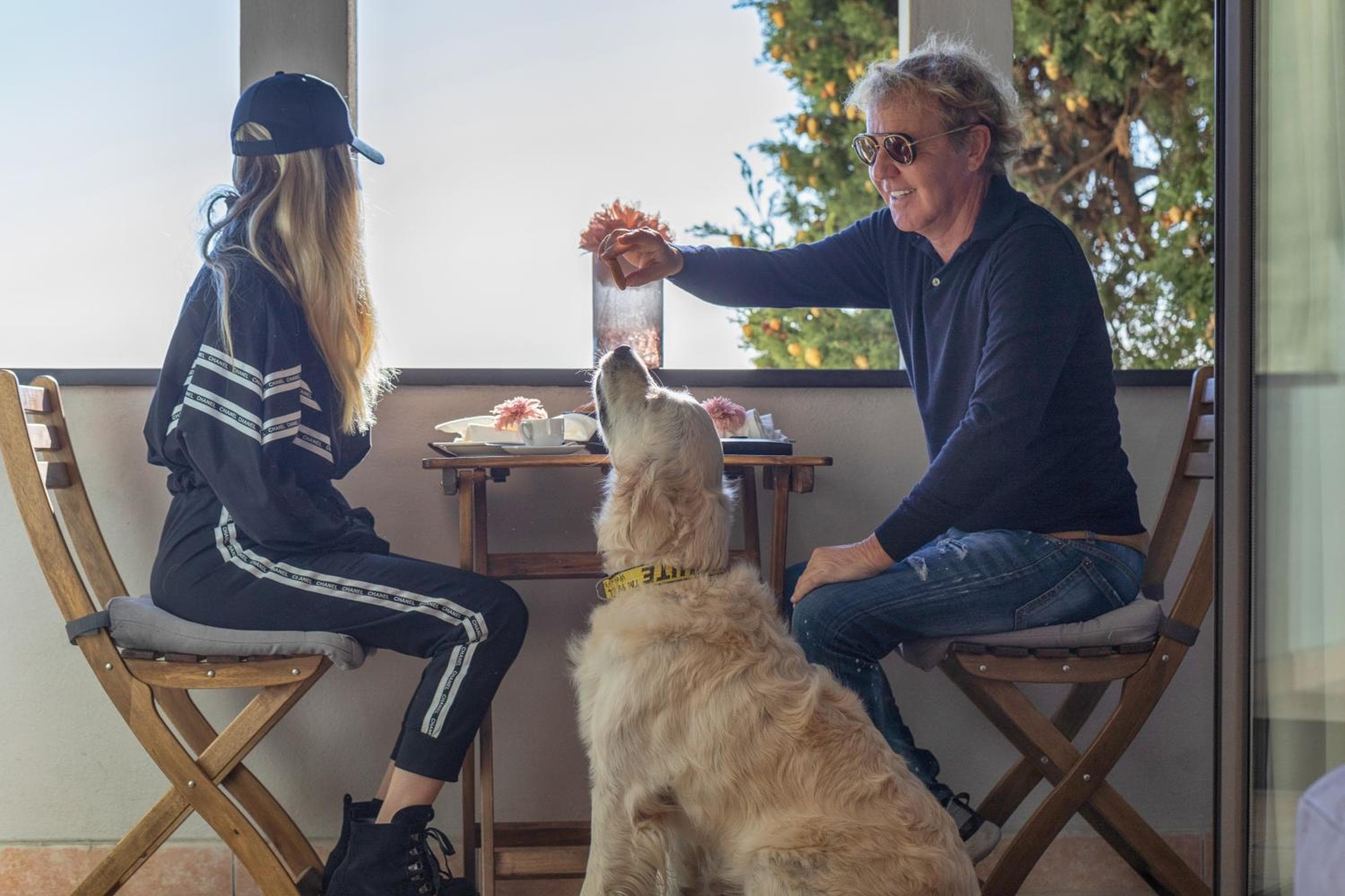 Baba Residences, Alassio: dog sitting at the breakfast table on the balcony